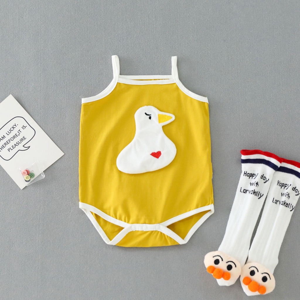 Bộ Áo Liền Quần Không Tay In Họa Tiết Hoạt Hình Thời Trang Mùa Hè Dễ Thương Cho Bé 0-18 Tháng Tuổi