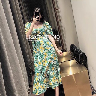 ⚡️BÁN SỈ⚡️Đầm hoa xanh vàng dáng dài