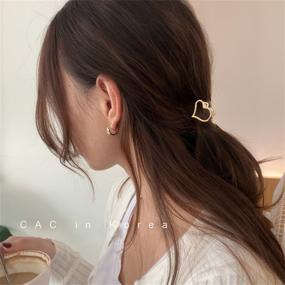 Kẹp Tóc Kim Loại Hình Trái Tim Màu Vàng Thời Trang Cho Nữ