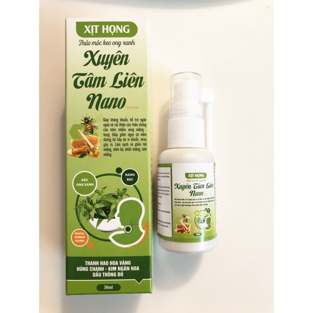Combo 10 Xịt họng xuyên tâm liên keo ong xanh Nano bạc ( mẫu mới)