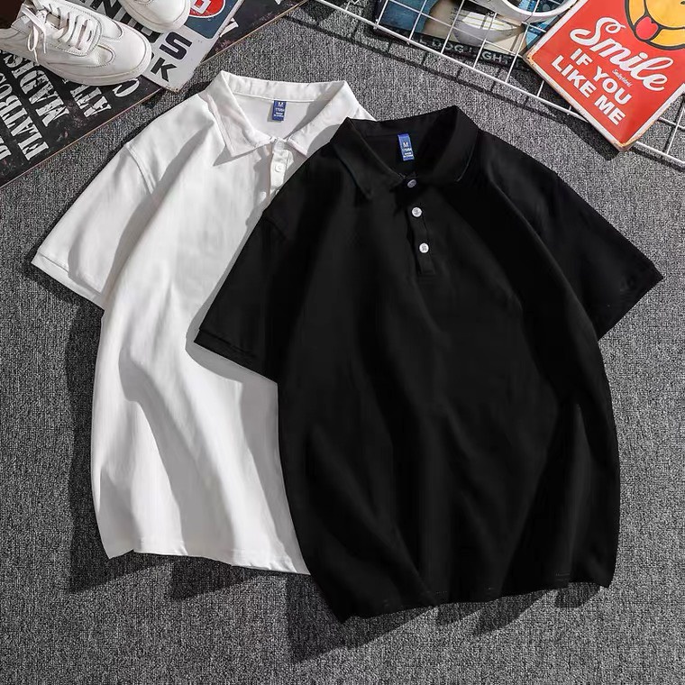 Áo Polo Unisex trơn, basic 3 màu cơ bạn Đen + Trắng + Xám chất cá sấu