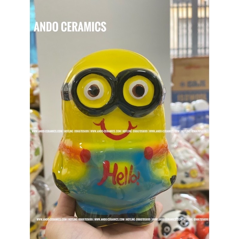 LỢN ĐẤT TIẾT KIỆM MINION VÀNG 4size SIÊU ĐÁNG YÊU DÀNH CHO BÉ - Heo đất gốm Bát Tràng