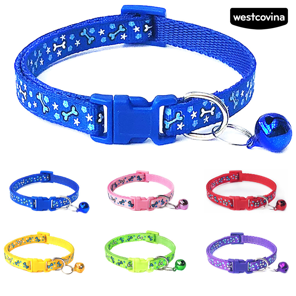 Vòng Cổ Có Chuông In Họa Tiết Xương Cho Thú Cưng