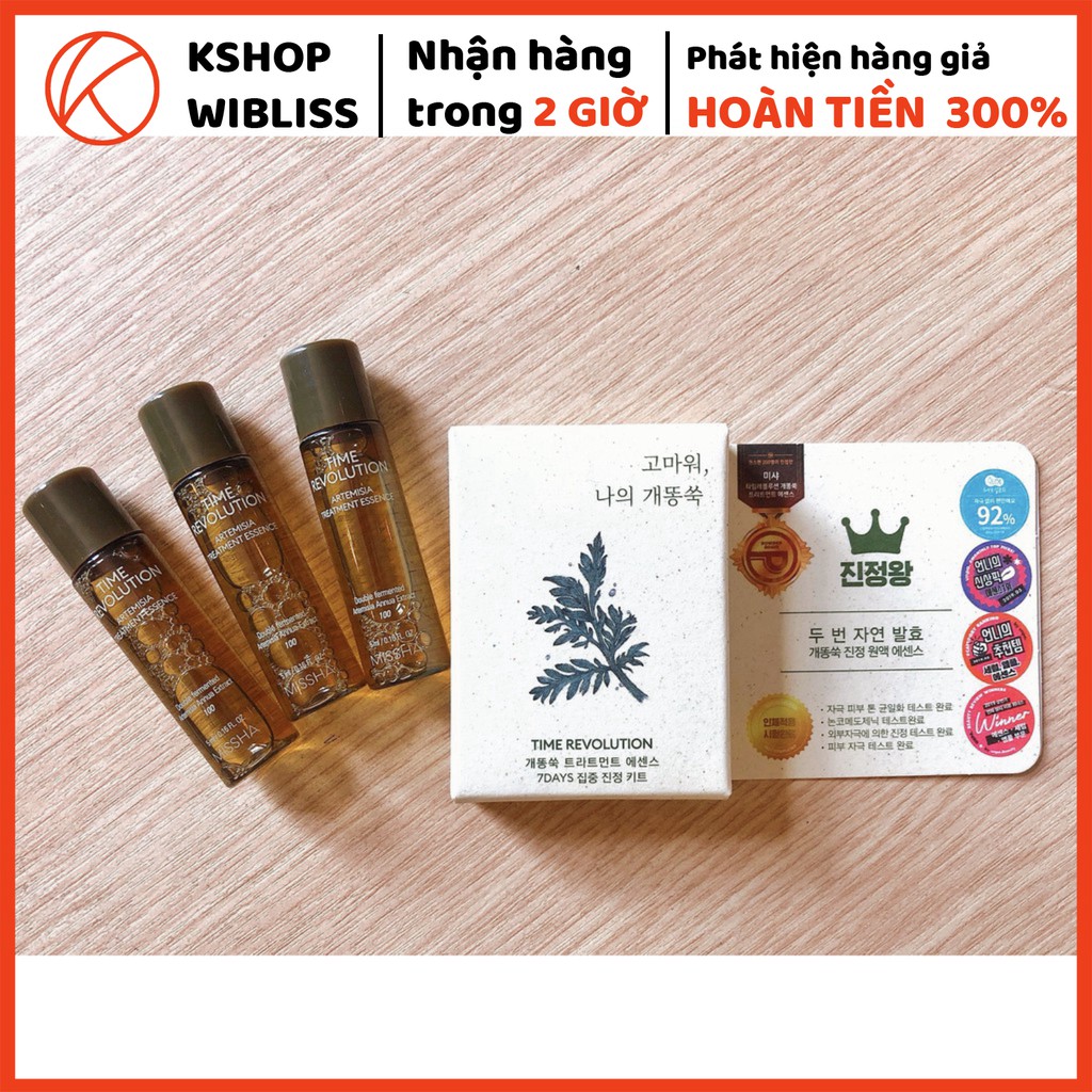 Set 3 Chai Tinh Chất Dưỡng Missha Time Revolution Artemisia Treatment Essence Mini 5ml x3ea