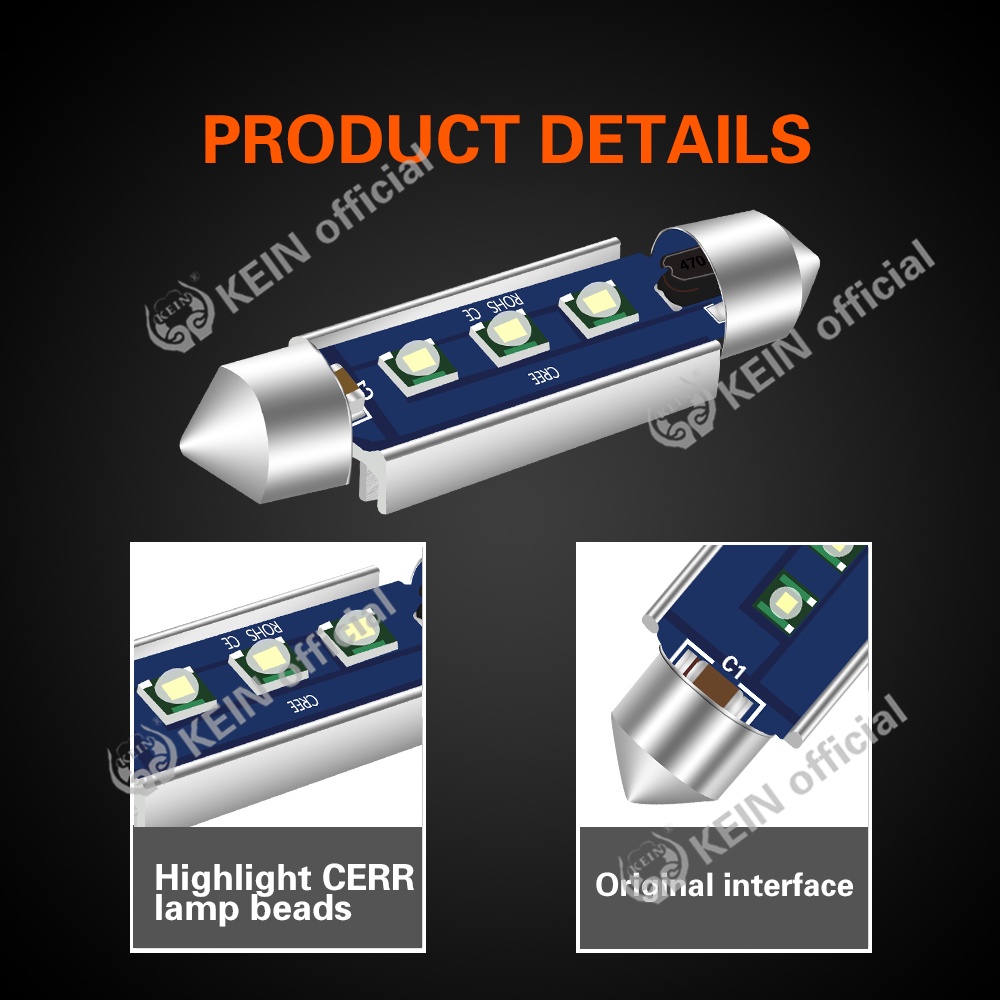 KEIN Festoon Led Light for Car License Plate 31mm. 36mm 39mm 41Mm Festoon C3W C5W C10W Car Interior Light Dome Light Signal Light Reading Light License Plate Light Plate Light Auto Led Lamp DC12V White