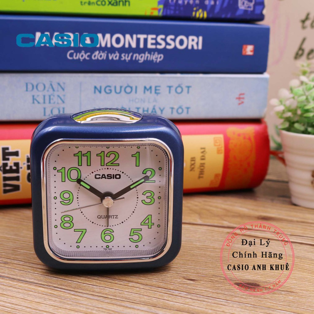 Đồng hồ để bàn Casio TQ-142-2DF có báo thức, dạ quang ( 7.7×7.2×4.9 cm )