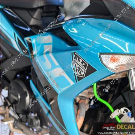 Tem Trùm Exciter 150 Y15ZR Xanh Bạc Đen - Decal Rời Candy Ánh Kim Cao Cấp