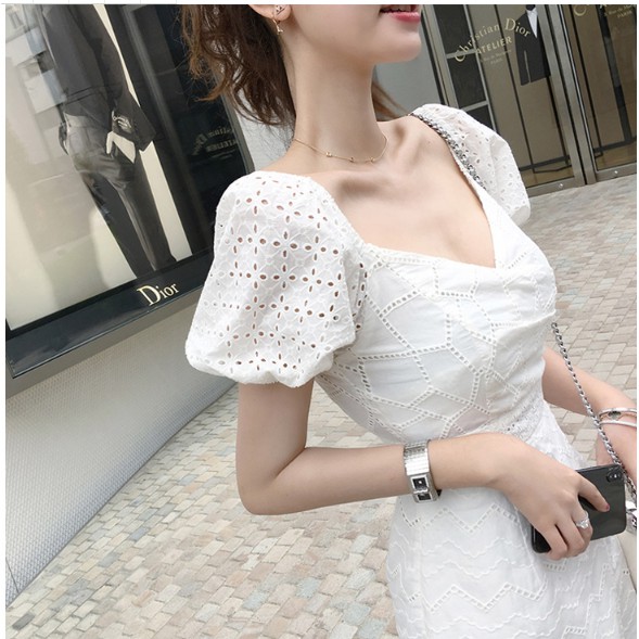Đầm xô tay bồng xẻ tà