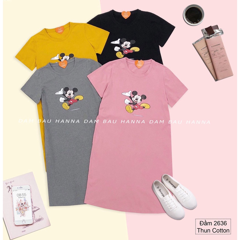 [TẶNG QUÀ- CÓ SIZE 80KG] Đầm bầu thun cotton lạnh dáng suông mặc nhà, mặc đi chơi , THUN COTTON cao cấp co dãn 4 chiềU