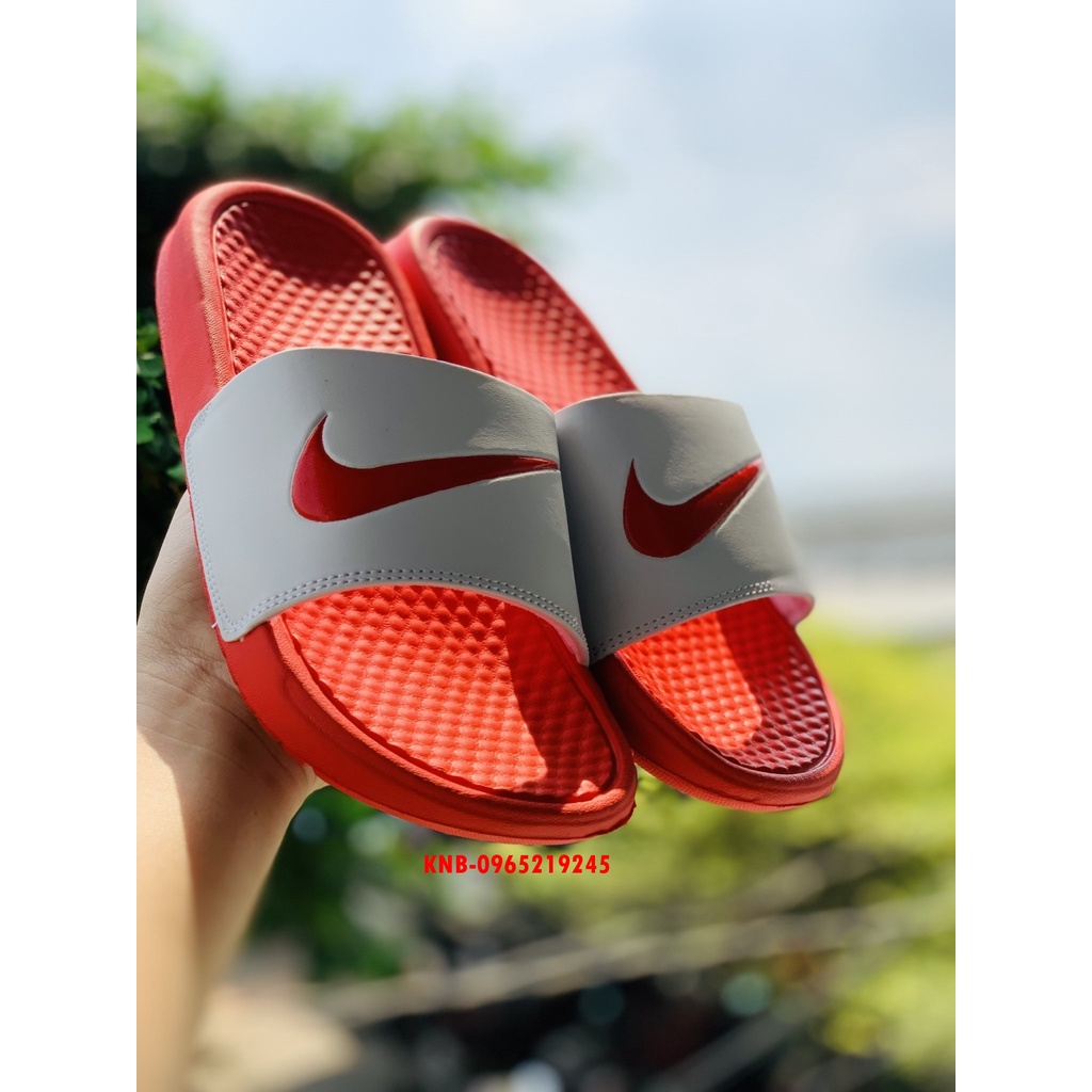 ♥️ Freeship+Ảnh Thật ♥️ dép nike quai ngang nam nữ, dép quai ngang thể thao nam nữ 𝐍𝐈𝐊𝐄-𝐁𝐞𝐧𝐚𝐬𝐬𝐢 màu đỏ quai trắng
