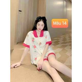 Set Bộ Lụa Mango Đùi cổ bèo sen Đồ Bộ Đồ Mặc Nhà Pijama