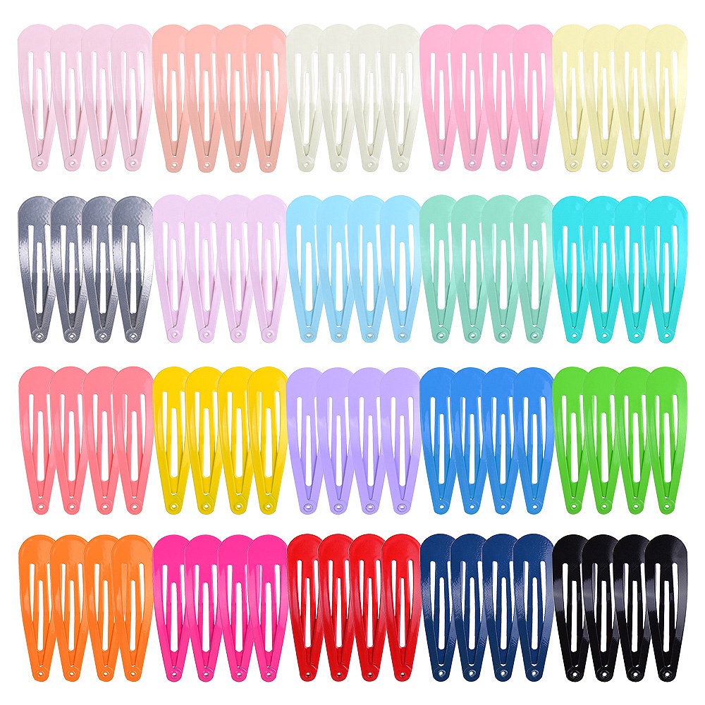 RainBow Bows Set 100 Kẹp Tóc Kim Loại Màu Trơn Thời Trang Cho Nữ