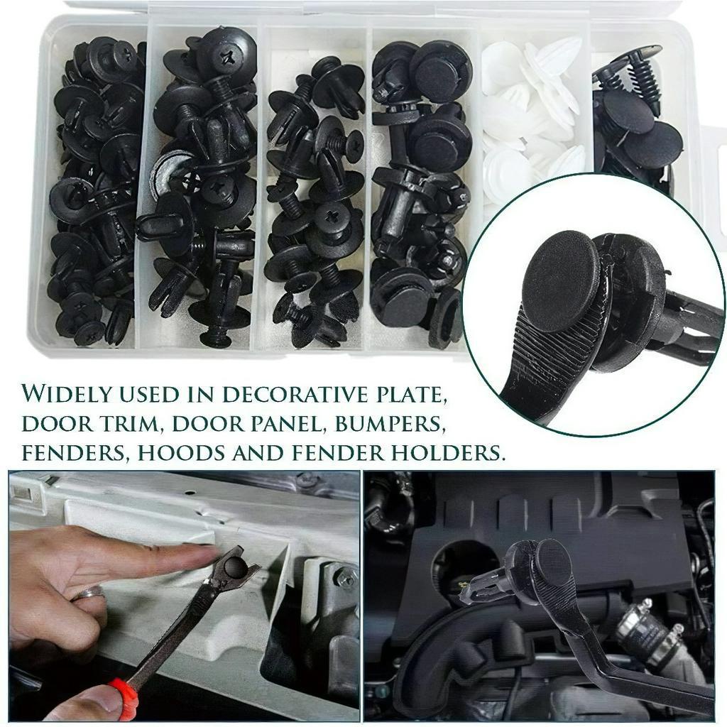 Hộp 100 chốt vít vặn nhựa tiện lợi dành cho các bộ phận trên xe hơi