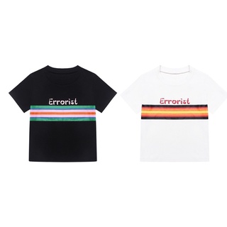 Áo ERRORIST rainbow logo croptop đen / trắng