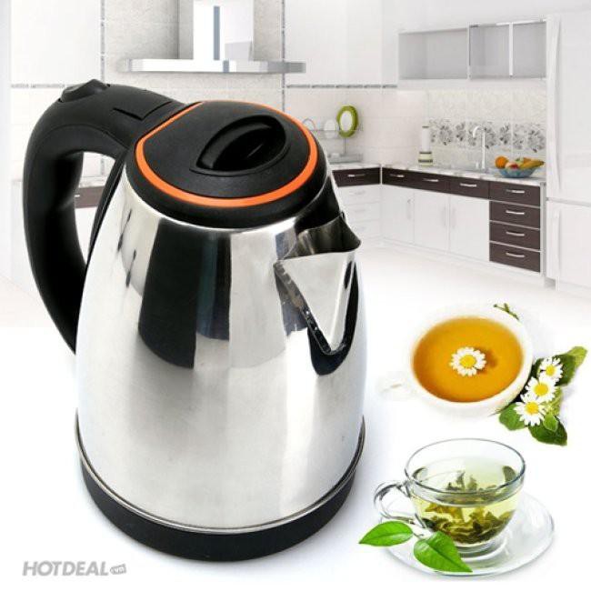 Ấm Siêu Tốc Inox Cao Cấp Dung Tích 1,8L, Công Suất 1500W 5 Phút Đun Sôi An Toàn Tiện Lợi