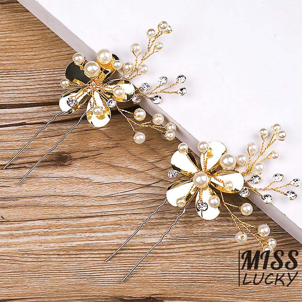 Trâm cài tóc hình hoa đính ngọc trai nhân tạo phong cách retro cho nữ