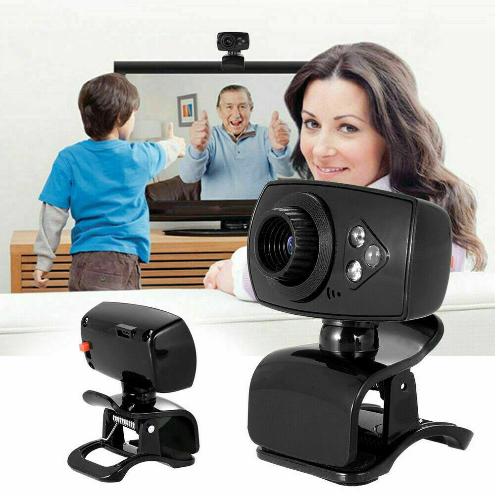 Webcam full HD 50mp tích hợp 3 đèn led và cổng USB có micro cho máy tính/laptop