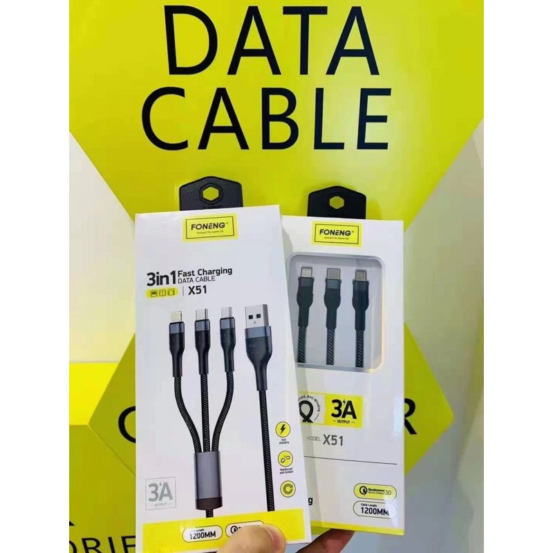 CÁP DỮ LIỆU sạc nhanh FONENG X51 3in1