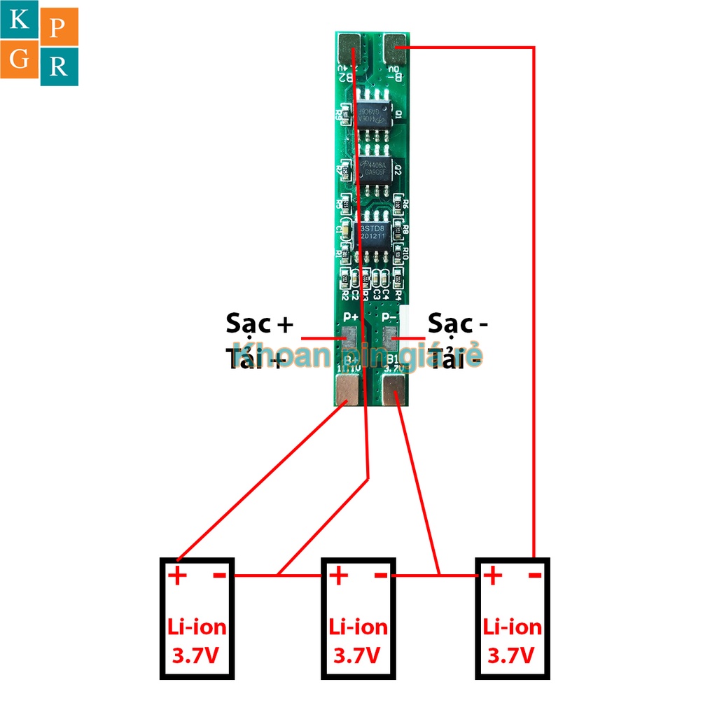 KPGR Mạch 3S 12V 5A bảo vệ pin Li-ion 3.7V