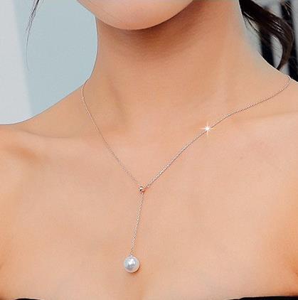 Vòng cổ Mặt Hình Vỏ Sò Đính Hạt Ngọc Trai Dễ Phối Đồ