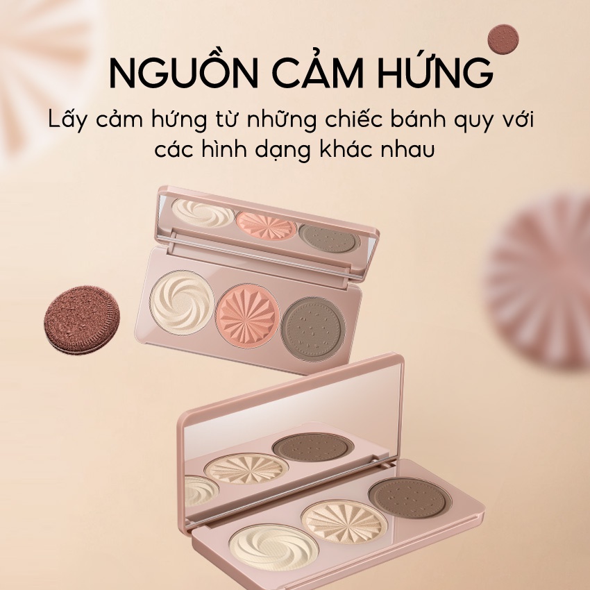 Phấn che khuyết điểm/Bắt sáng Tạo Khối Carslan 3 màu Trang Điểm Tự Nhiên Lâu Trôi 7g