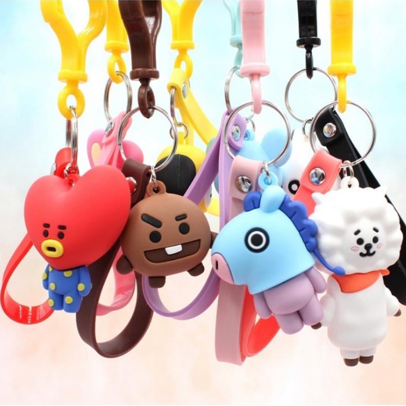 Móc khóa gắn mặt hình các thành viên nhóm bts bt21 tata cooky koya rj thời trang