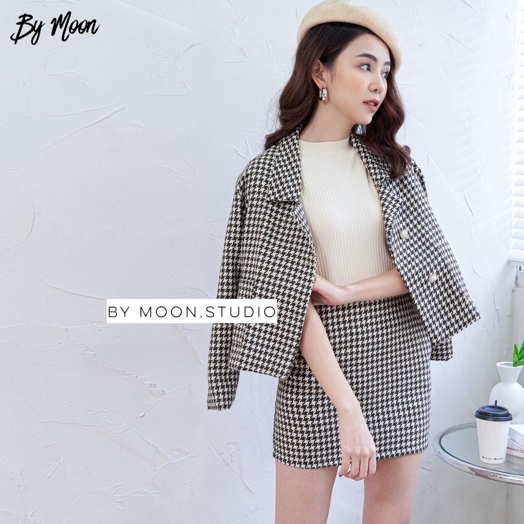 Set áo dạ Tweed nữ kèm chân váy giả quần thời trang nữ thiết kế ( tặng nơ cổ) BYMOON S002 | BigBuy360 - bigbuy360.vn