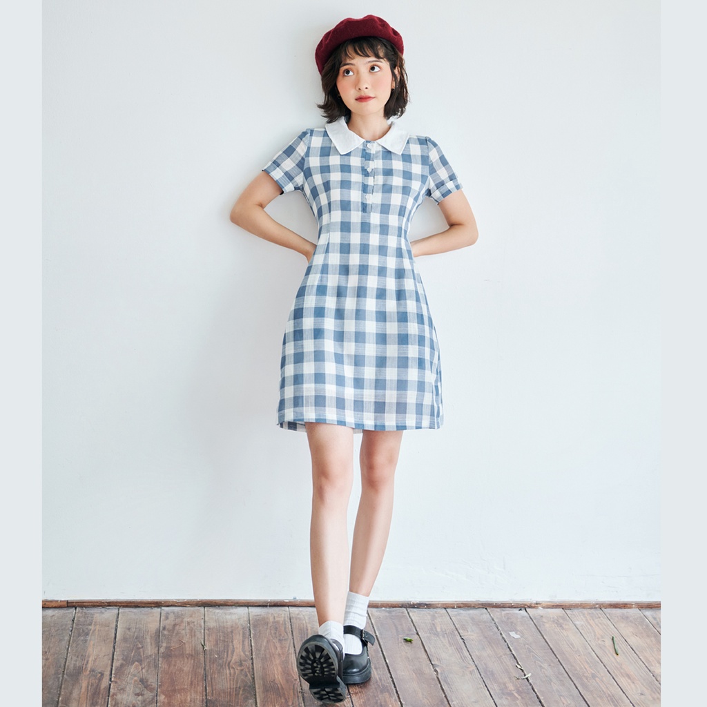 BLEUBIRD Váy dáng A caro Mini Gingham Dress