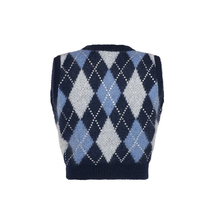 Rose blackpink Set Áo Sơ Mi Dài Tay Cổ Chữ V + Áo Khoác Len Không Tay Thời Trang Nữ