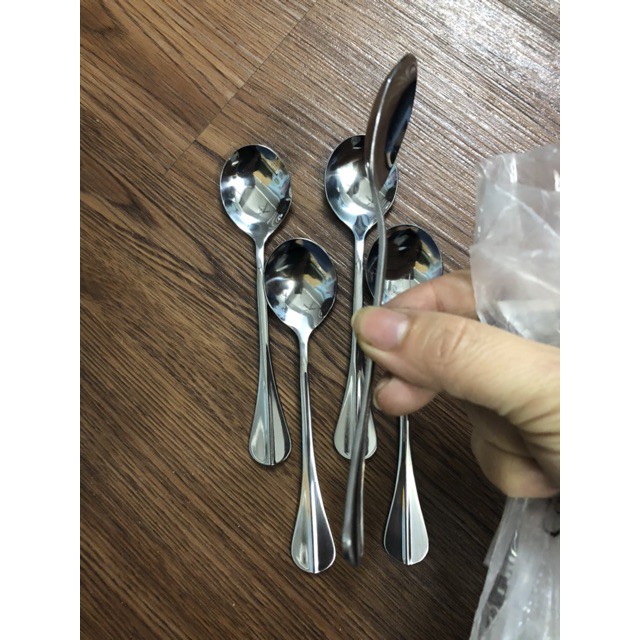 Sét 5 thìa cán hình quạt 100% inox 430