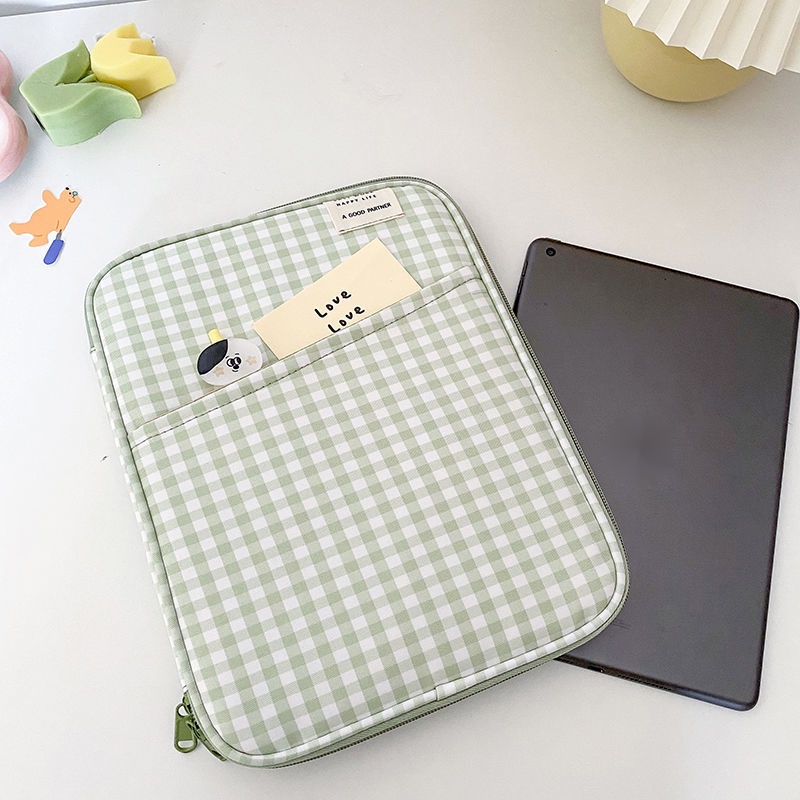 Túi Đựng Laptop 11-inch 13-inch 14-inch Chống Sốc Chống Rơi Họa Tiết Sọc Caro Phong Cách Hàn Quốc