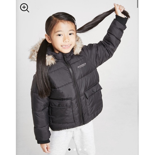 Áo Phao Bé Gái Túi Nắp Đen McKenzie