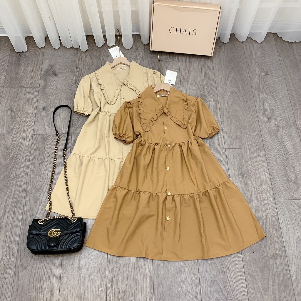 Váy Babydoll Freesize Cổ Sơ Mi Đáng Yêu [FREESHP] 🌸Chất Đũi Nhẹ QCCC Siêu Mềm Đẹp May Xoè Chuẩn Mẫu Nét Căng Nency House