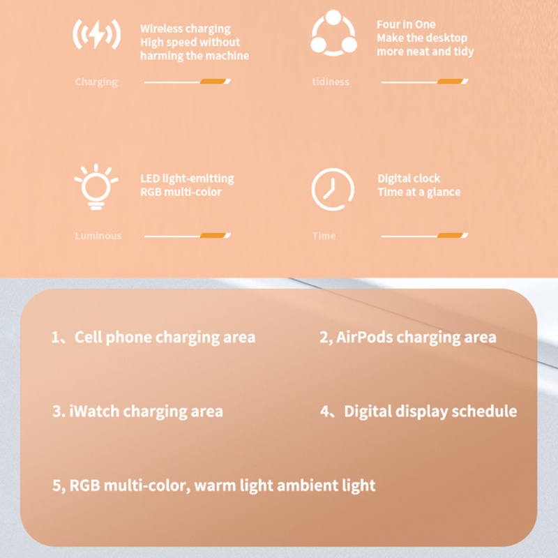 Đế sạc không dây đa năng 3 trong 1 thích hợp cho iPhone Airpods