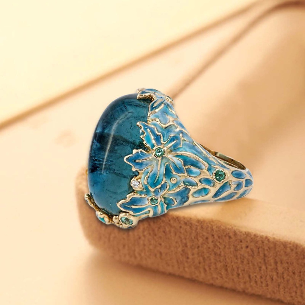 Nhẫn Đeo Tay Chống Ngứa Mắt Họa Tiết Hoa Phong Cách Retro Thanh Lịch Cho Nữ