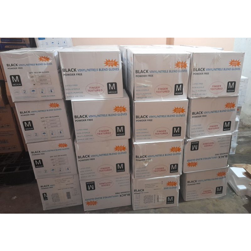 Găng tay cao su vinyl màu ĐEN không bột vinyl/nitrile blend gloves Hộp 100 chiếc dùng phun xăm, thẩm mỹ đạt tiêu ch