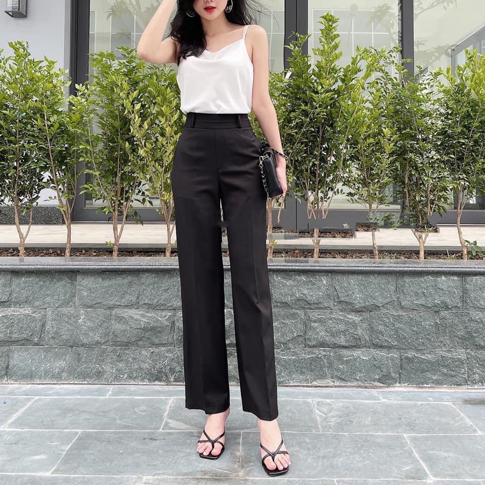 Quần suông đứng công sở nữ cạp to xếp ly 147