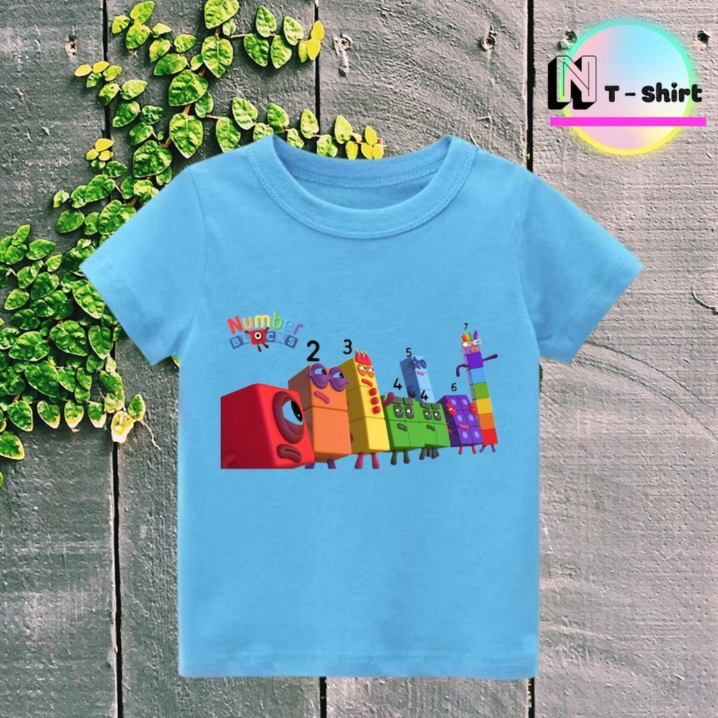 Áo thun cho bé trai và bé gái in hình hoạt hình Number Blocks dễ thương, chất liệu cotton mềm mịn thoáng mát NTShirt 08