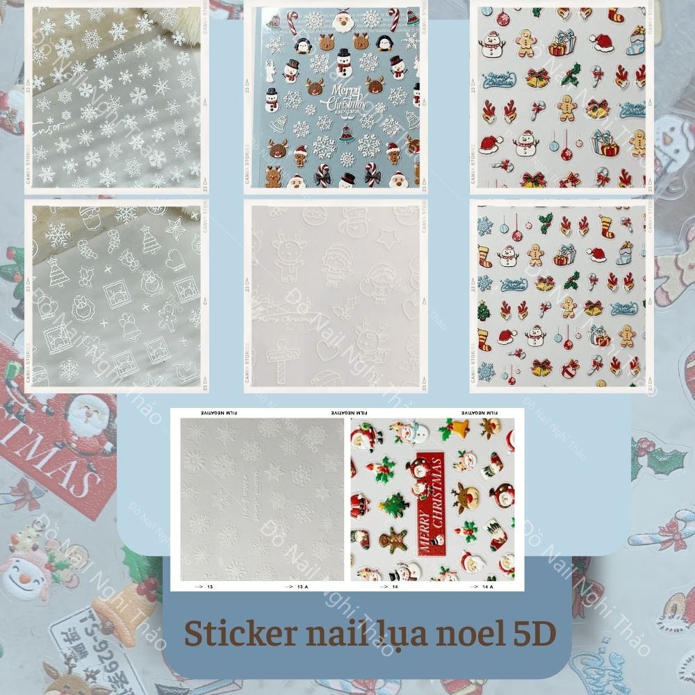 Sticker nail lụa noel 5D