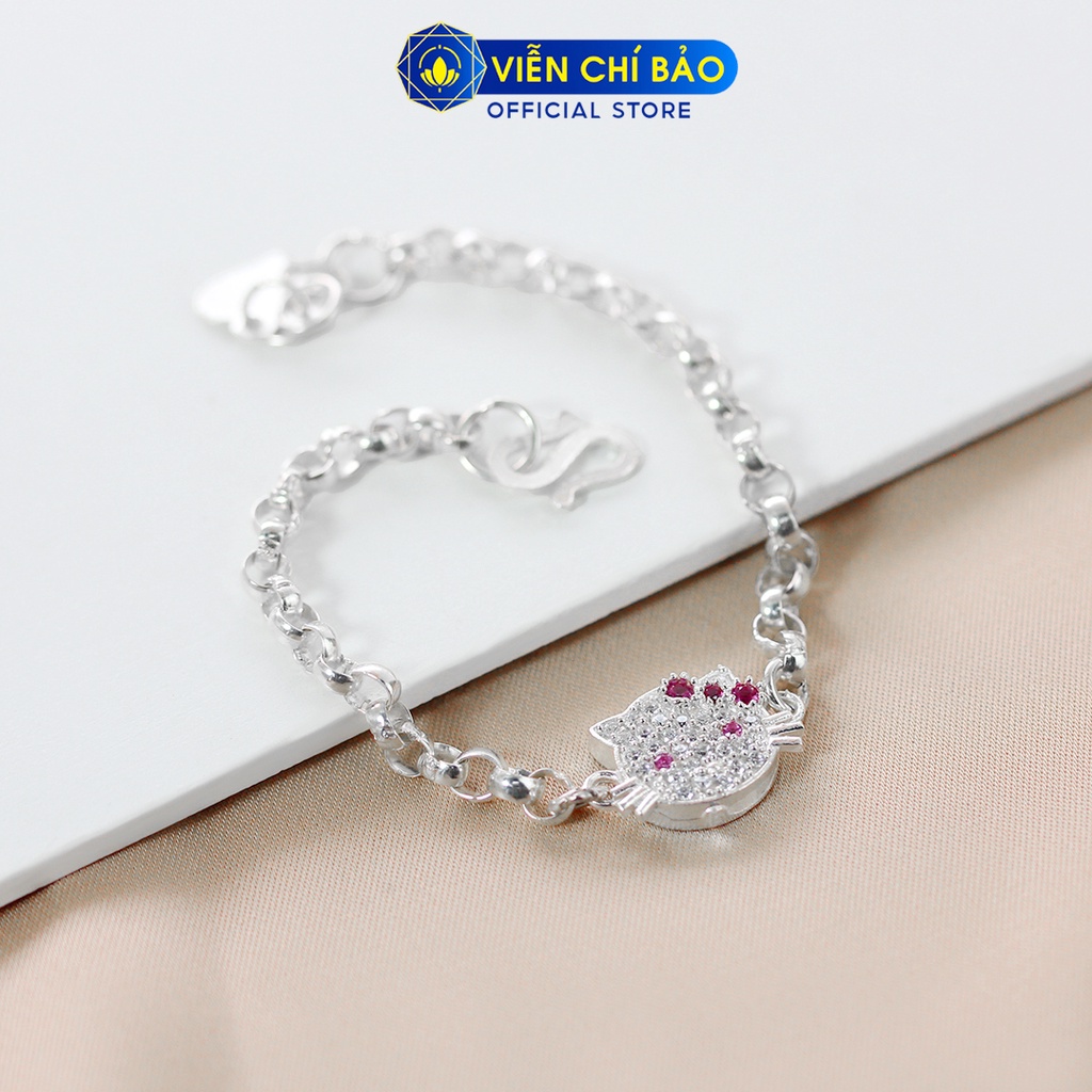 Lắc tay bạc trẻ em dây xích kitty chất liệu bạc 925 thời trang phụ kiện trang sức Viễn Chí Bảo L400350