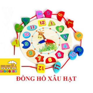 Đồ chơi đồng hồ gỗ đa năng kèm xâu hạt cho bé