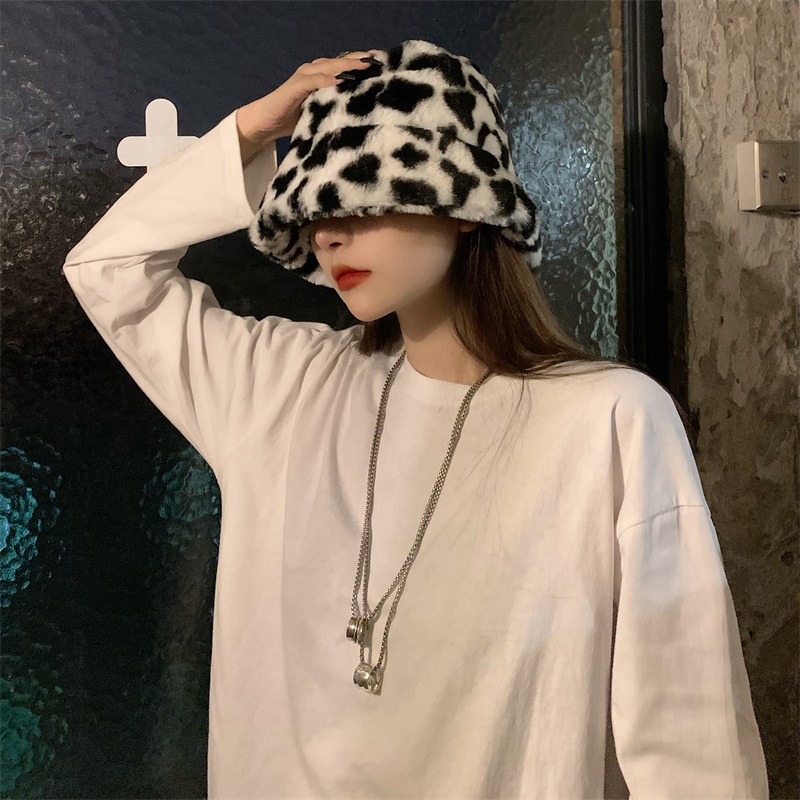 Nón Bucket Phủ Lông Dày Giữ Ấm Thời Trang Thu Đông Dành Cho Nữ 22A88