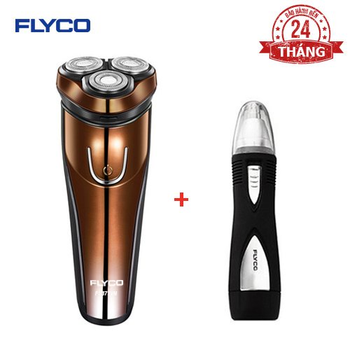 Combo Máy Cạo Râu Flyco FS371VN 3 Lưỡi Kép Kháng Nước &amp; Máy Tỉa Lông Mũi FS7805VN - Chính Hãng