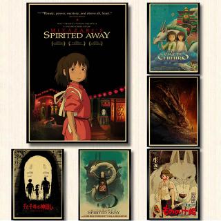 Poster Phim Hoạt Hình Spirited Away Hayao Miyazaki Phong Cách Retro