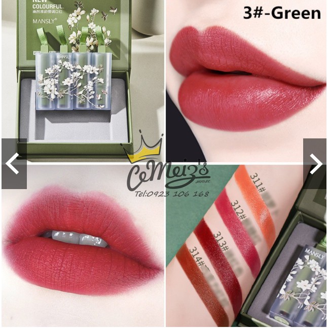 S014. Bộ SET 4 Son Nhung lỳ mẫu hoa MANSLY Flower Lipstick | BigBuy360 - bigbuy360.vn