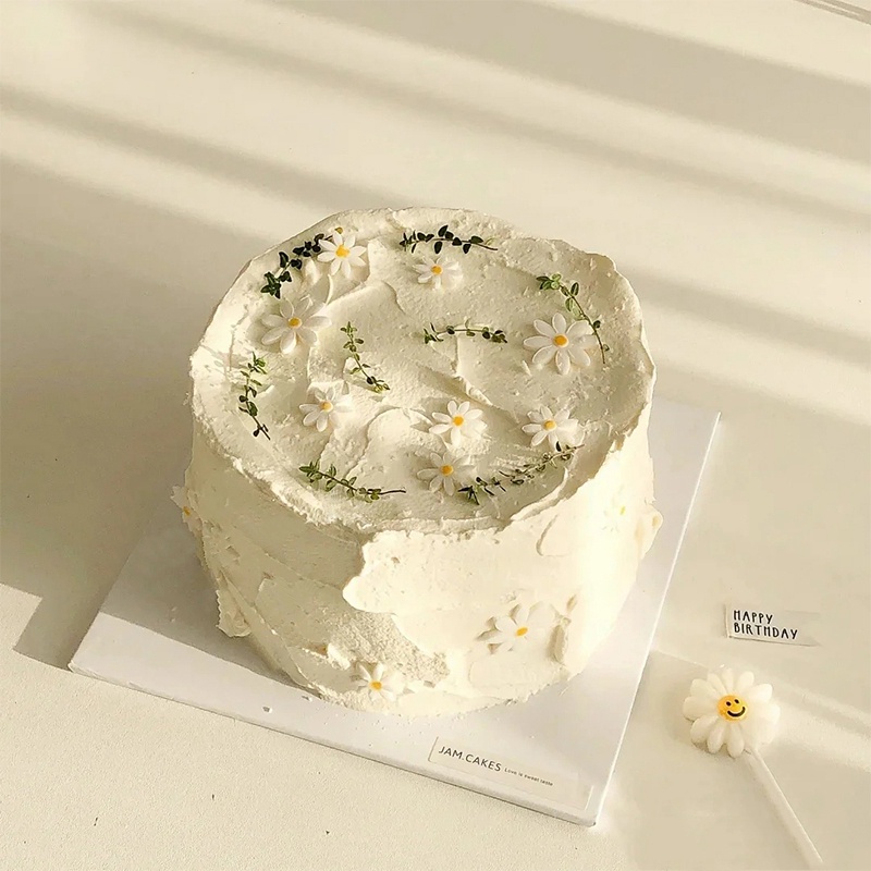 Phụ Kiện Trang Trí Bánh Kem Bằng Acrylic Hình Hoa Cúc Và Bướm Kiểu Hàn Sáng Tạo DIY