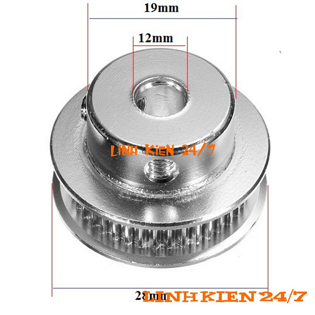 Puly Bánh Răng Nhôm 40 Răng-2GT-trục 12mm