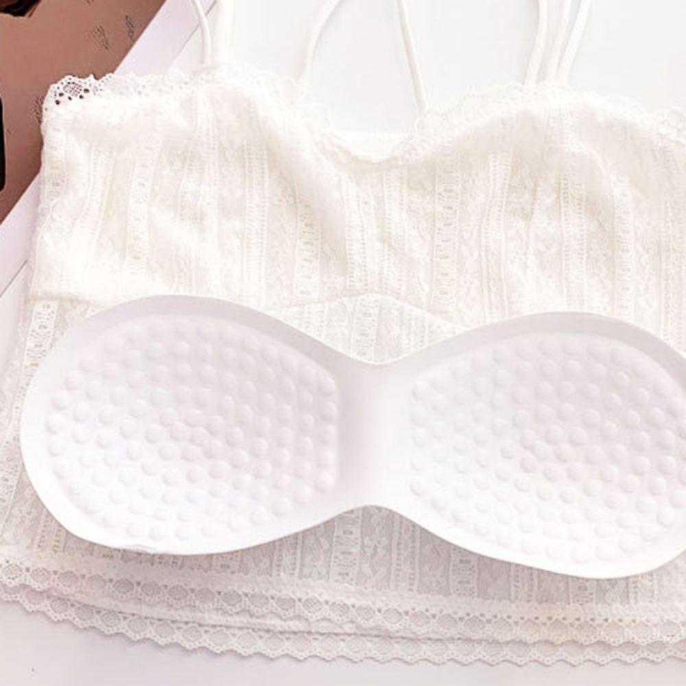 OCEANMAP Áo Ngực Nylon Hai Dây Phối Ren Thoáng Khí Màu Trơn Thời Trang Mùa Hè Cho Nữ