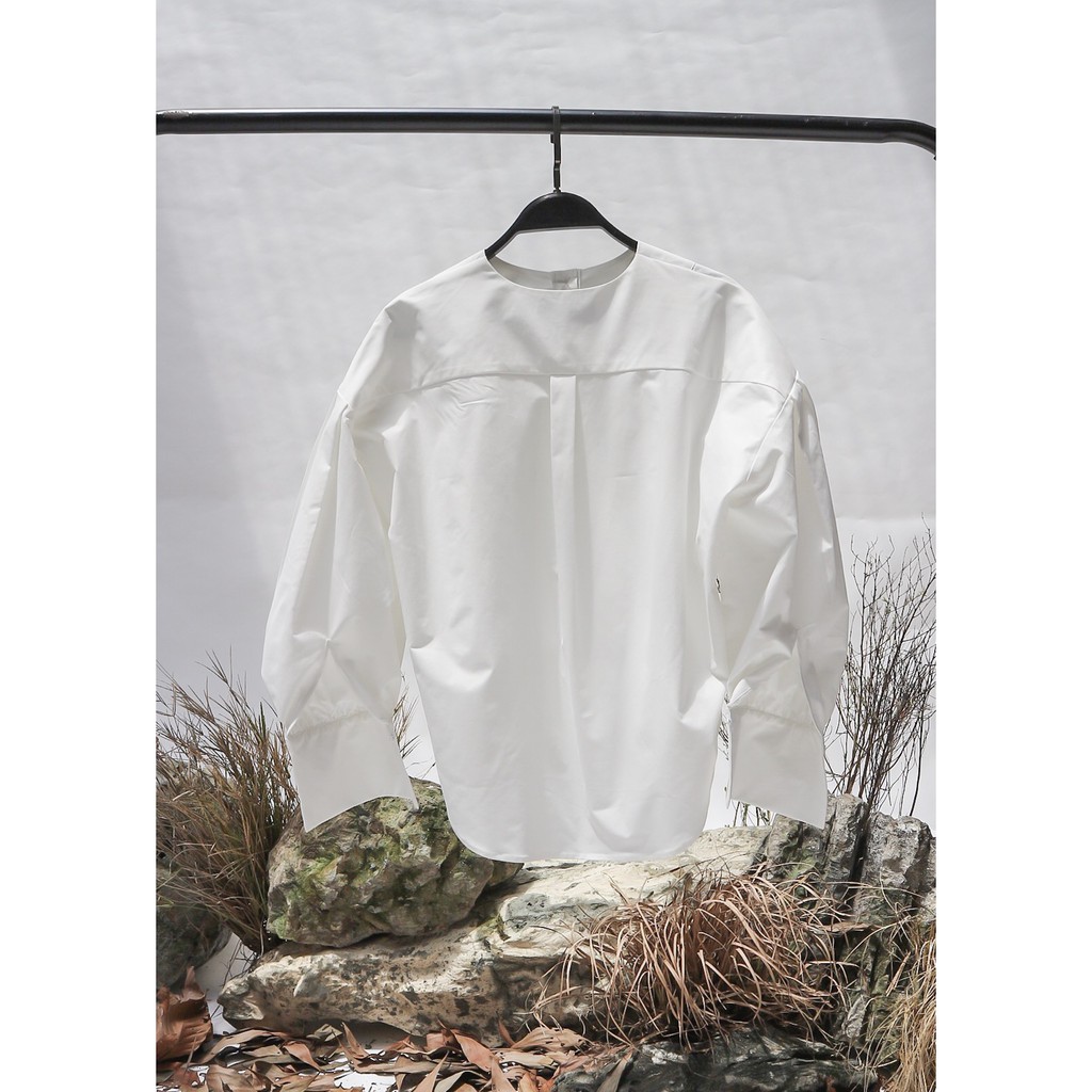 COCO SIN - Áo Sơ Mi Trắng Tay Phồng Cổ V | BigBuy360 - bigbuy360.vn