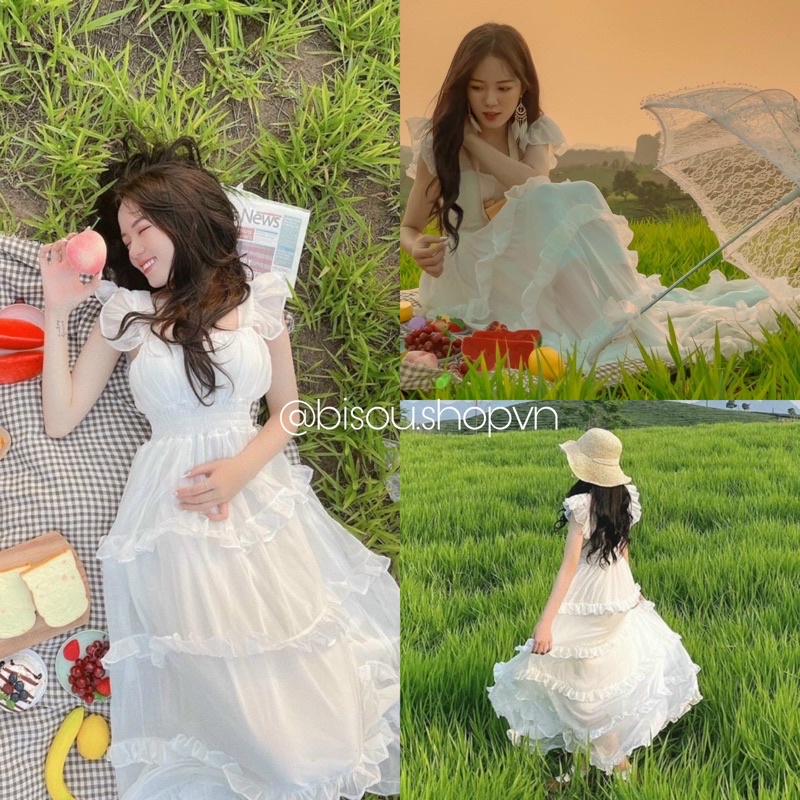 CLIP+HÌNH❤️ Đầm công chúa -Váy maxi trễ vai bèo nhiều tầng